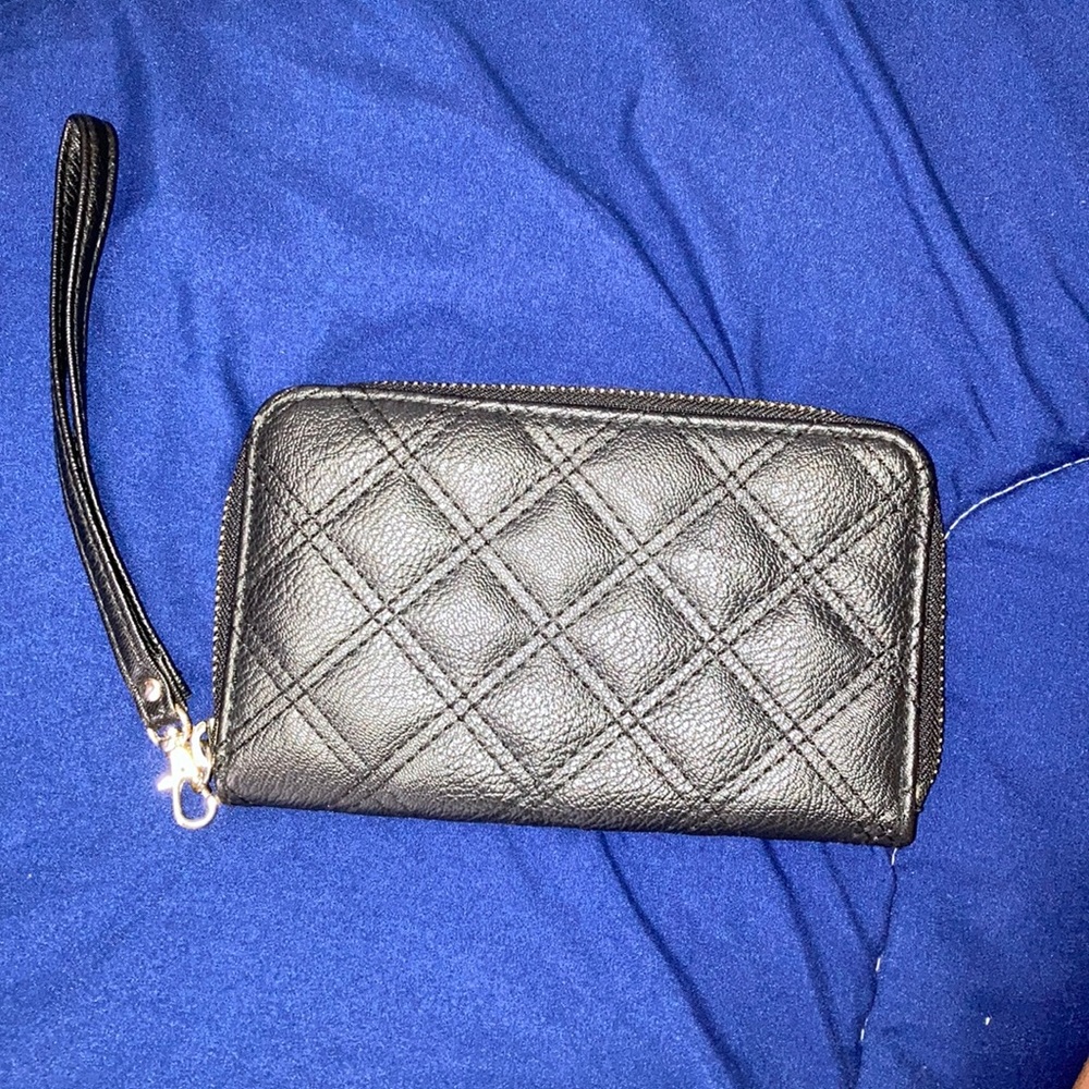 Black leather wristlet/ wallet